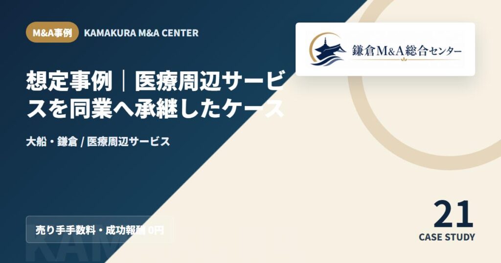 M&A事例アイキャッチ｜想定事例｜医療周辺サービスを同業へ承継したケース