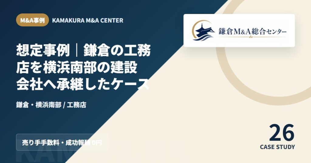 M&A事例アイキャッチ｜想定事例｜鎌倉の工務店を横浜南部の建設会社へ承継したケース