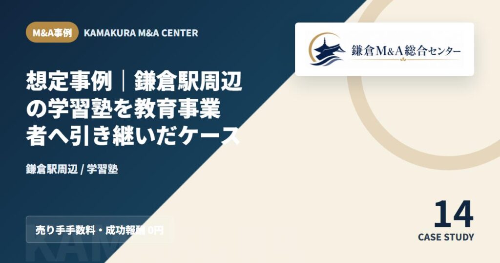 M&A事例アイキャッチ｜想定事例｜鎌倉駅周辺の学習塾を教育事業者へ引き継いだケース