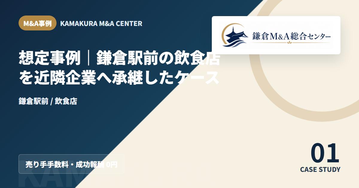 M&A事例アイキャッチ｜想定事例｜鎌倉駅前の飲食店を近隣企業へ承継したケース