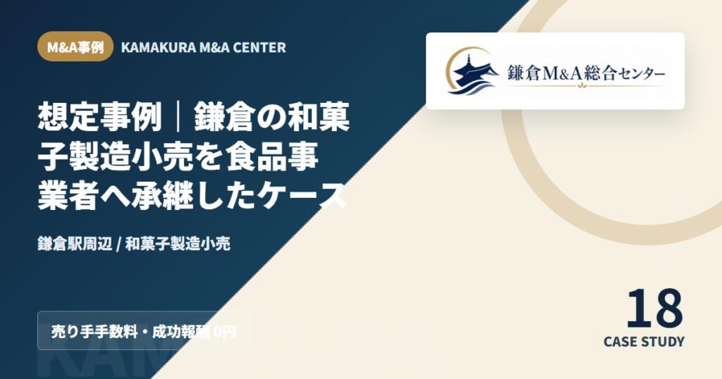 M&A事例アイキャッチ｜想定事例｜鎌倉の和菓子製造小売を食品事業者へ承継したケース