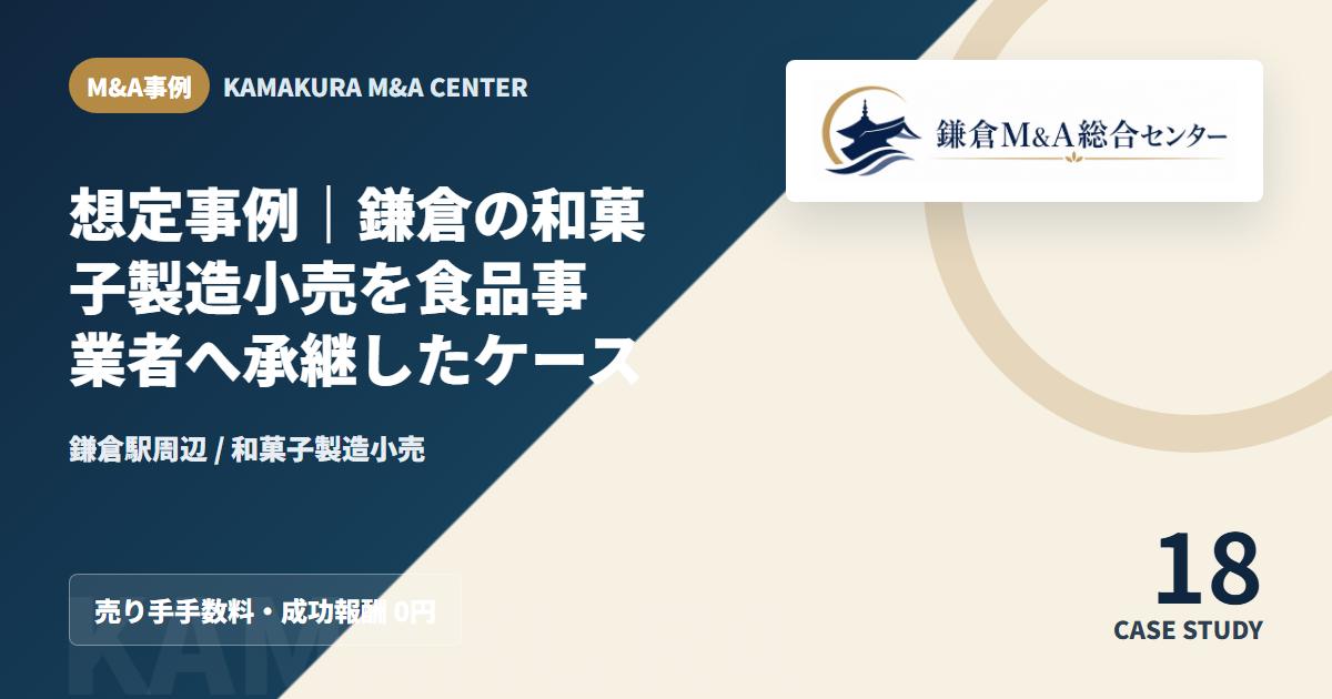 M&A事例アイキャッチ｜想定事例｜鎌倉の和菓子製造小売を食品事業者へ承継したケース