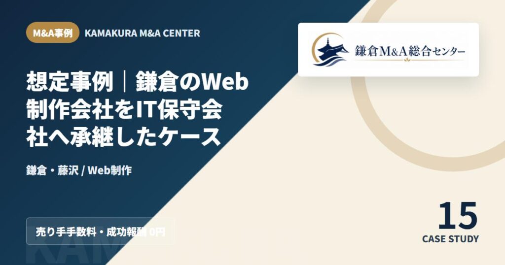 M&A事例アイキャッチ｜想定事例｜鎌倉のWeb制作会社をIT保守会社へ承継したケース