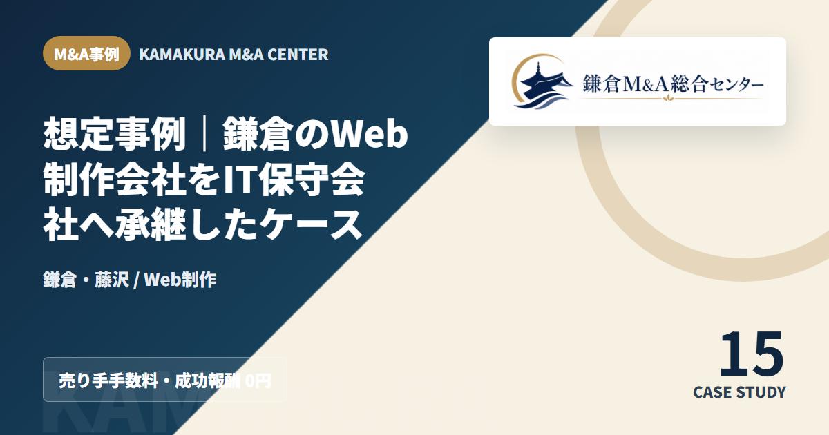 M&A事例アイキャッチ｜想定事例｜鎌倉のWeb制作会社をIT保守会社へ承継したケース