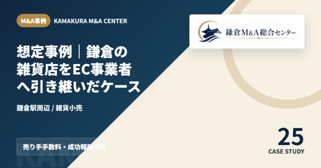 M&A事例アイキャッチ｜想定事例｜鎌倉の雑貨店をEC事業者へ引き継いだケース