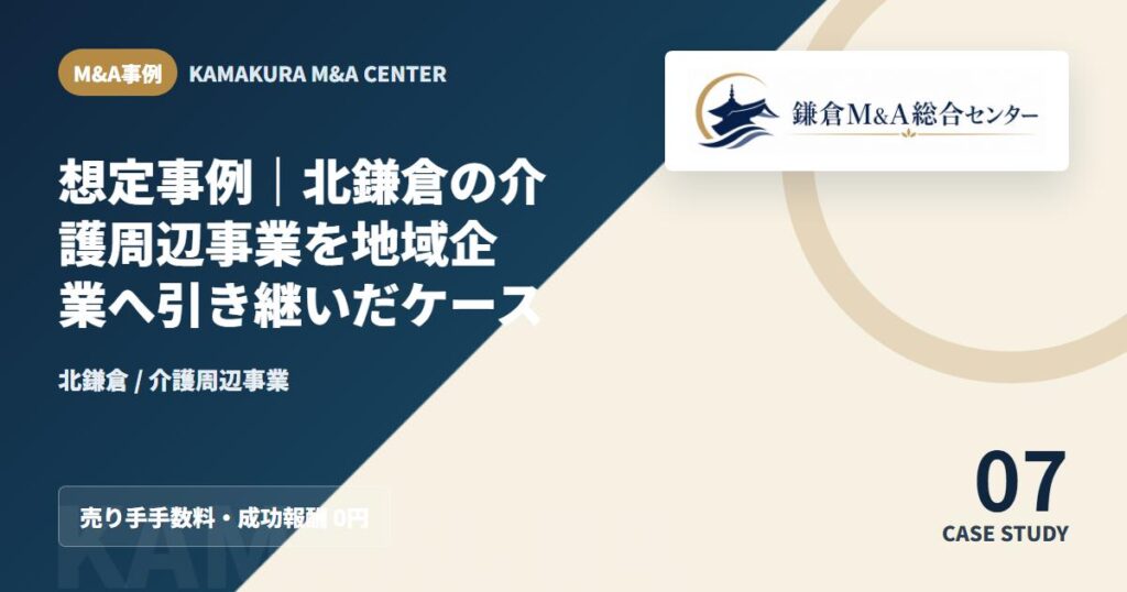 M&A事例アイキャッチ｜想定事例｜北鎌倉の介護周辺事業を地域企業へ引き継いだケース