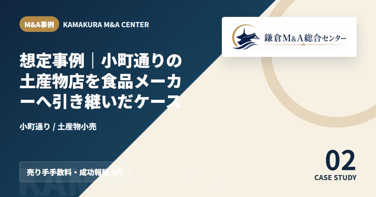 M&A事例アイキャッチ|想定事例|小町通りの土産物店を食品メーカーへ引き継いだケース