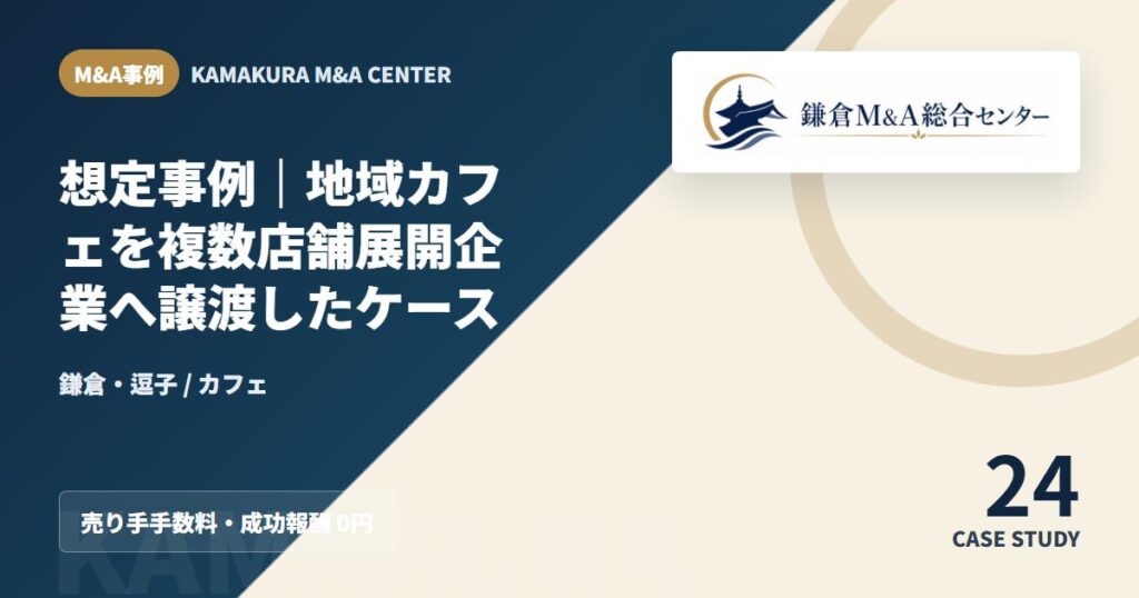 M&A事例アイキャッチ｜想定事例｜地域カフェを複数店舗展開企業へ譲渡したケース