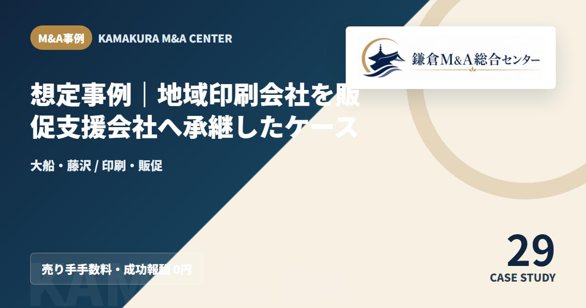 M&A事例アイキャッチ|想定事例|地域印刷会社を販促支援会社へ承継したケース