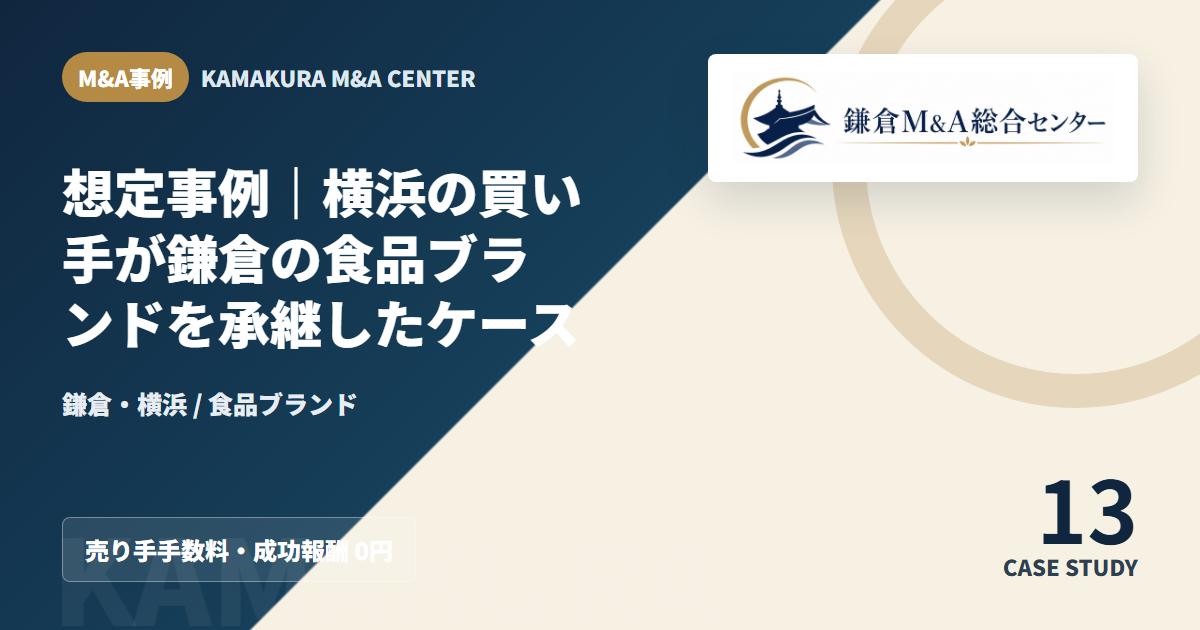 M&A事例アイキャッチ｜想定事例｜横浜の買い手が鎌倉の食品ブランドを承継したケース